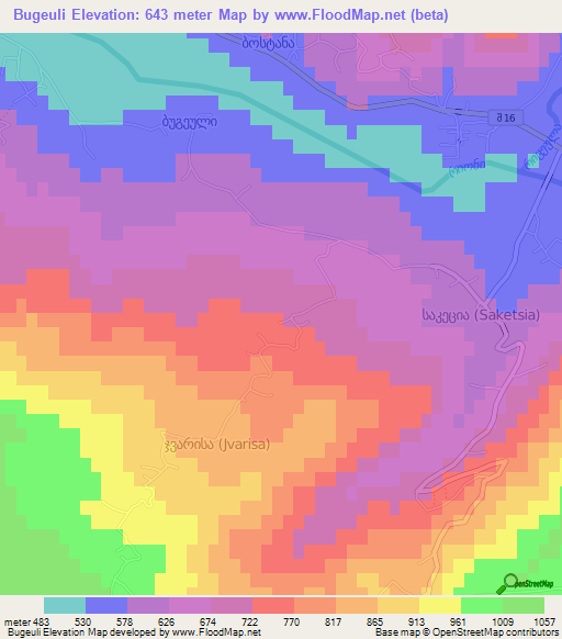 Bugeuli,Georgia Elevation Map