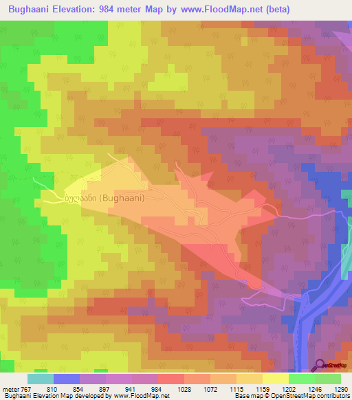 Bughaani,Georgia Elevation Map