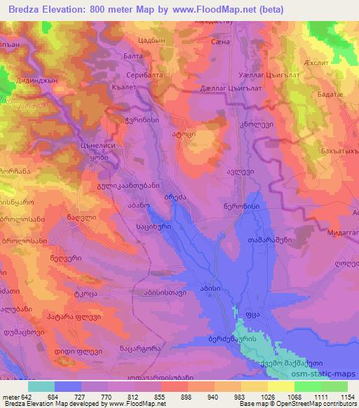 Bredza,Georgia Elevation Map