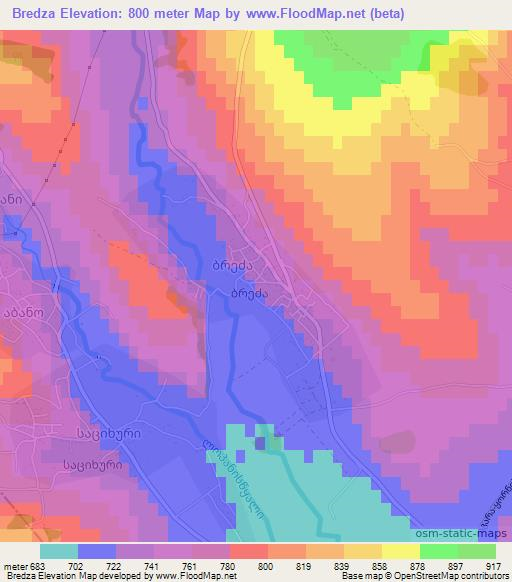 Bredza,Georgia Elevation Map