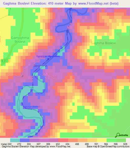 Gaghma Boslevi,Georgia Elevation Map