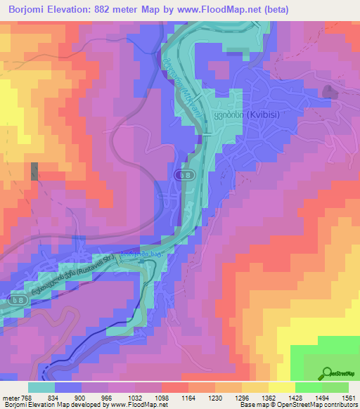 Borjomi,Georgia Elevation Map