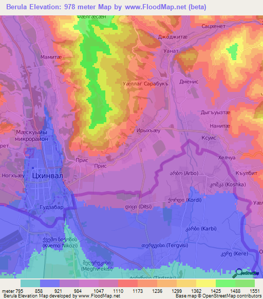 Berula,Georgia Elevation Map