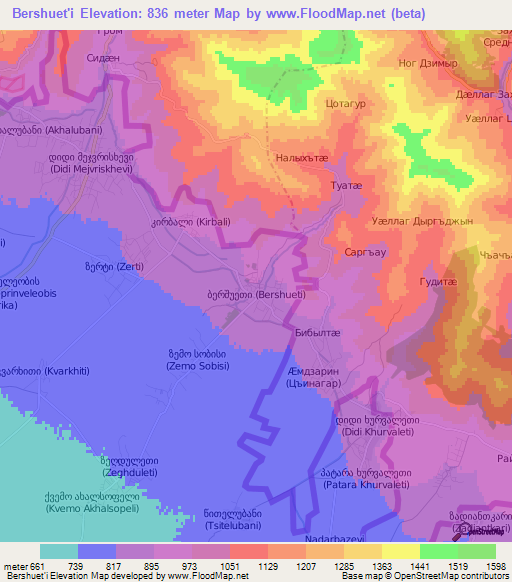Bershuet'i,Georgia Elevation Map