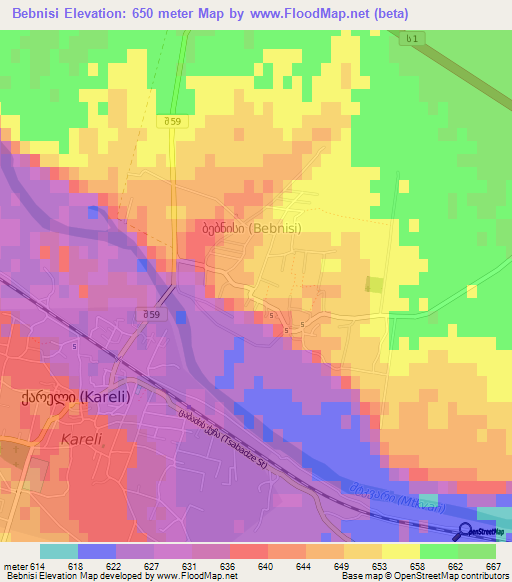 Bebnisi,Georgia Elevation Map