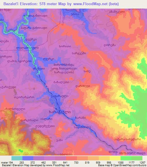 Bazalet'i,Georgia Elevation Map