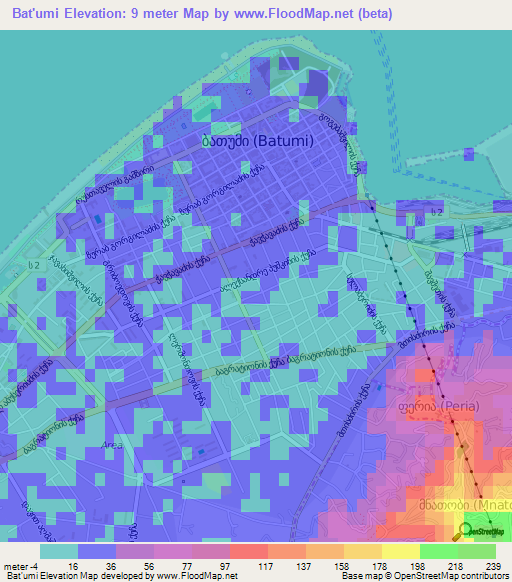 Bat'umi,Georgia Elevation Map