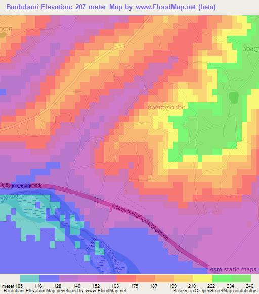Bardubani,Georgia Elevation Map