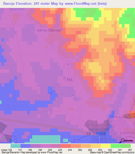 Banoja,Georgia Elevation Map