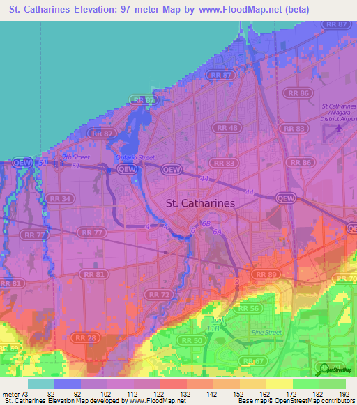 St. Catharines,Canada Elevation Map