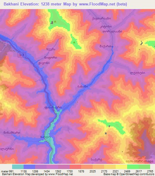 Bakhani,Georgia Elevation Map