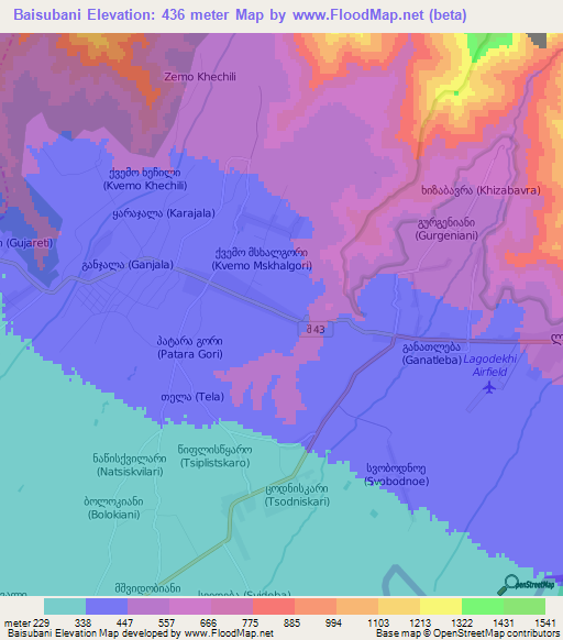 Baisubani,Georgia Elevation Map