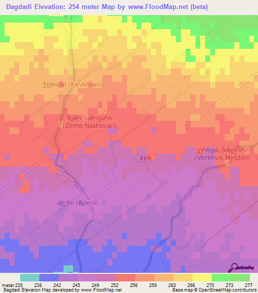 Bagdadi,Georgia Elevation Map