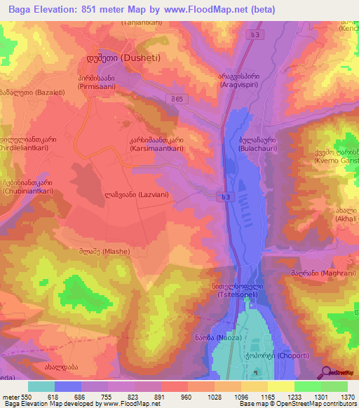 Baga,Georgia Elevation Map