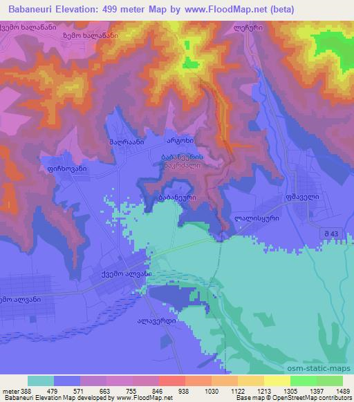 Babaneuri,Georgia Elevation Map