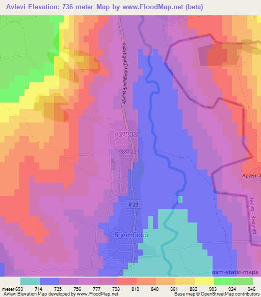 Avlevi,Georgia Elevation Map