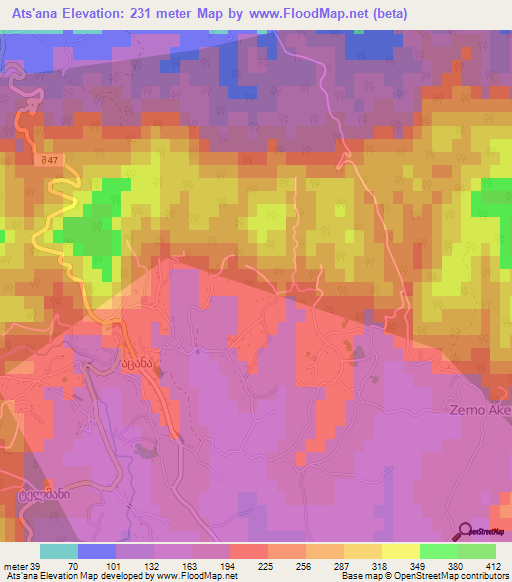 Ats'ana,Georgia Elevation Map