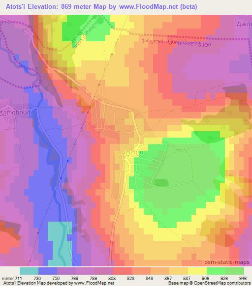 Atots'i,Georgia Elevation Map