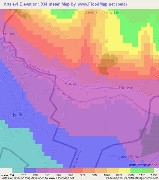 Arts'evi,Georgia Elevation Map