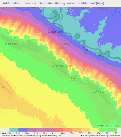 Arkhiloskalo,Georgia Elevation Map