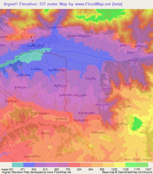 Argvet'i,Georgia Elevation Map