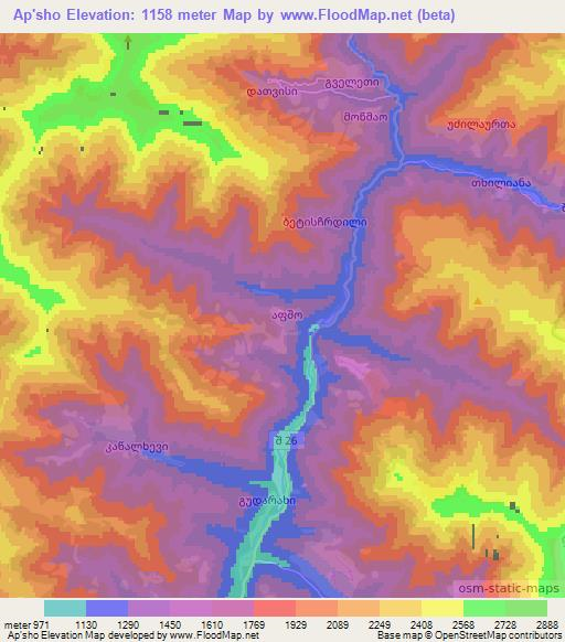 Ap'sho,Georgia Elevation Map