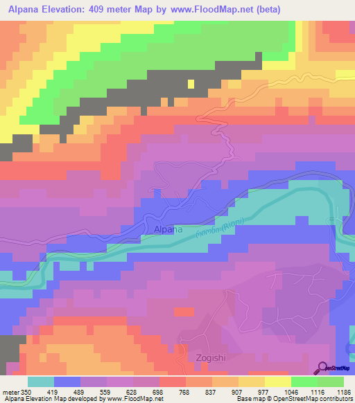 Alpana,Georgia Elevation Map
