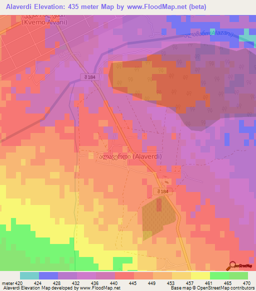 Alaverdi,Georgia Elevation Map
