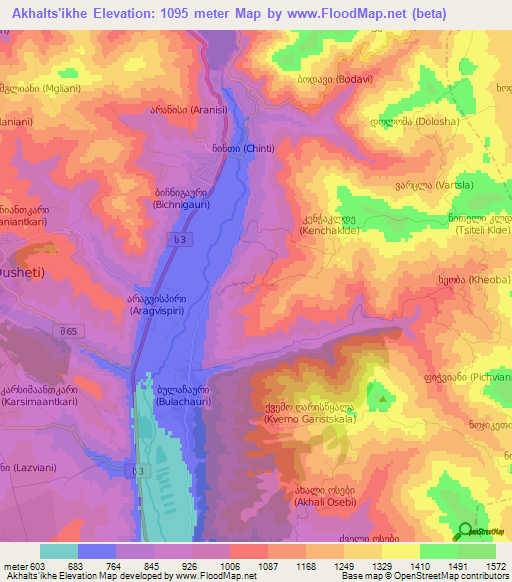Akhalts'ikhe,Georgia Elevation Map