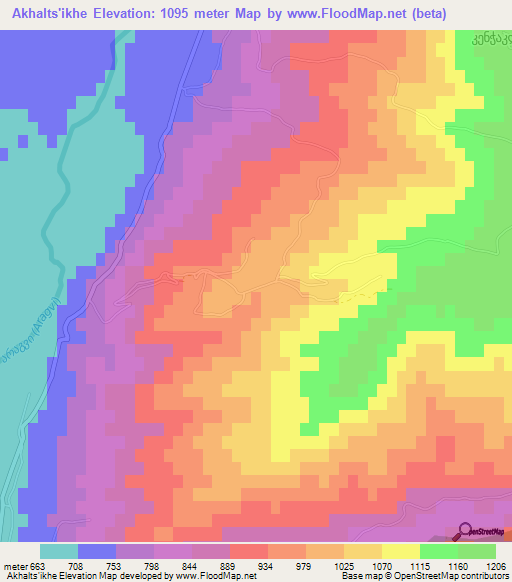 Akhalts'ikhe,Georgia Elevation Map