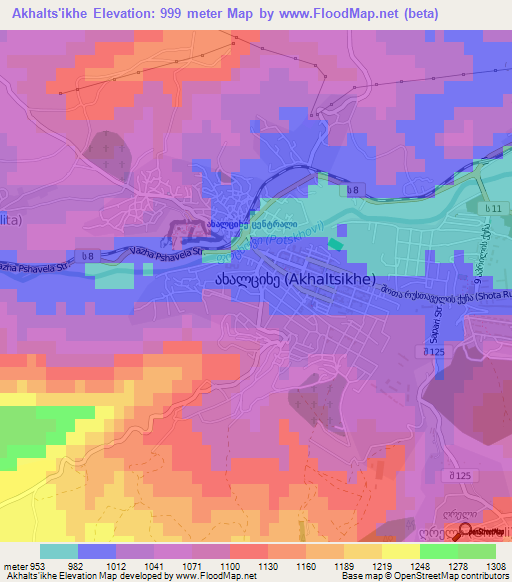 Akhalts'ikhe,Georgia Elevation Map