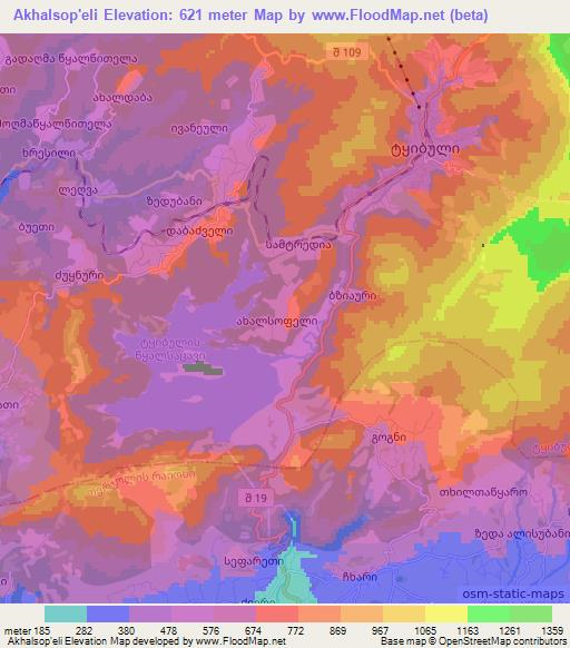 Akhalsop'eli,Georgia Elevation Map