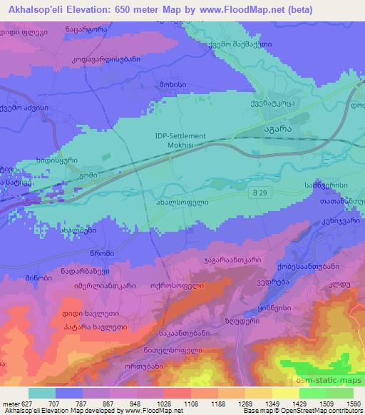 Akhalsop'eli,Georgia Elevation Map