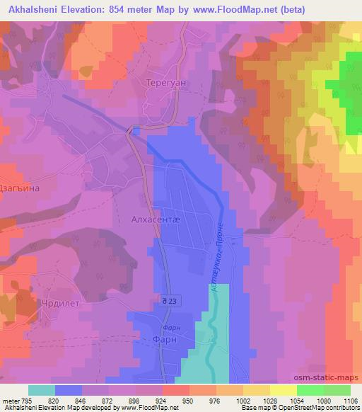 Akhalsheni,Georgia Elevation Map