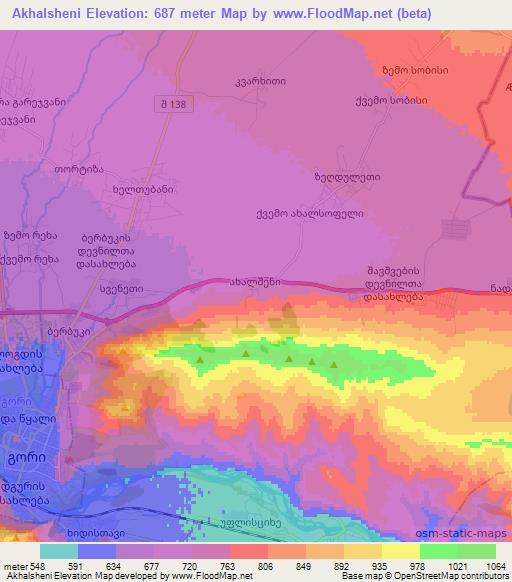 Akhalsheni,Georgia Elevation Map