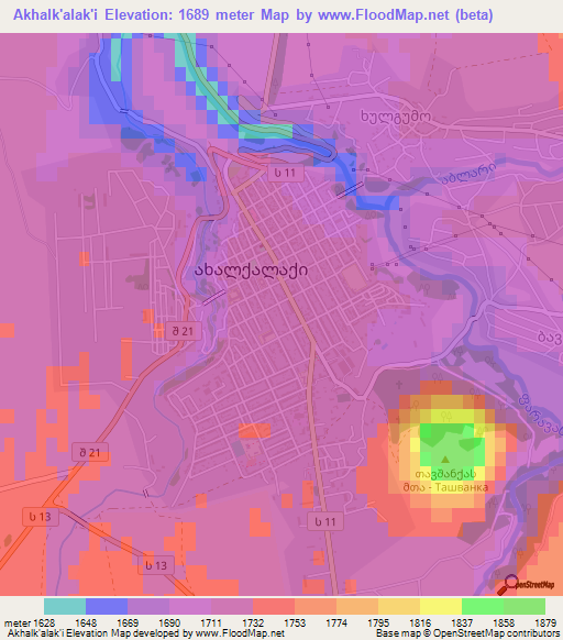 Akhalk'alak'i,Georgia Elevation Map
