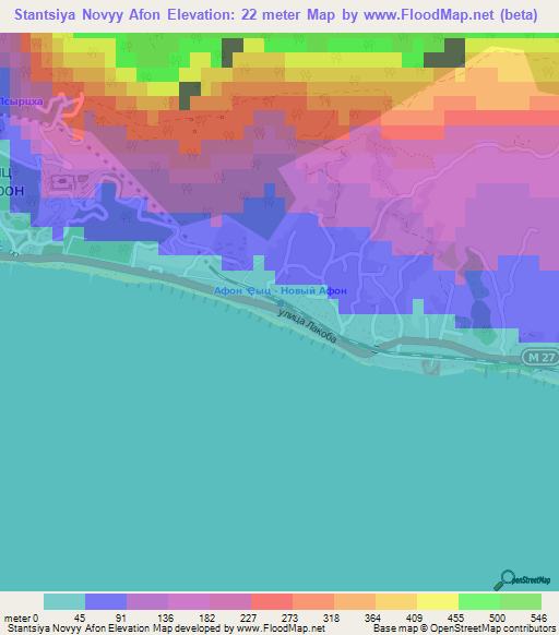 Stantsiya Novyy Afon,Georgia Elevation Map