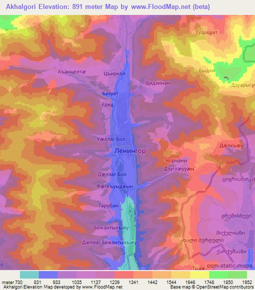 Akhalgori,Georgia Elevation Map