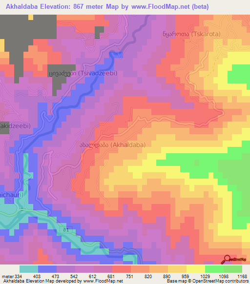 Akhaldaba,Georgia Elevation Map