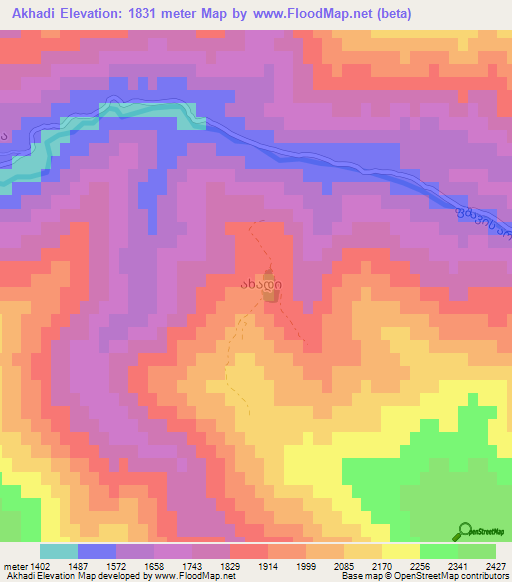 Akhadi,Georgia Elevation Map