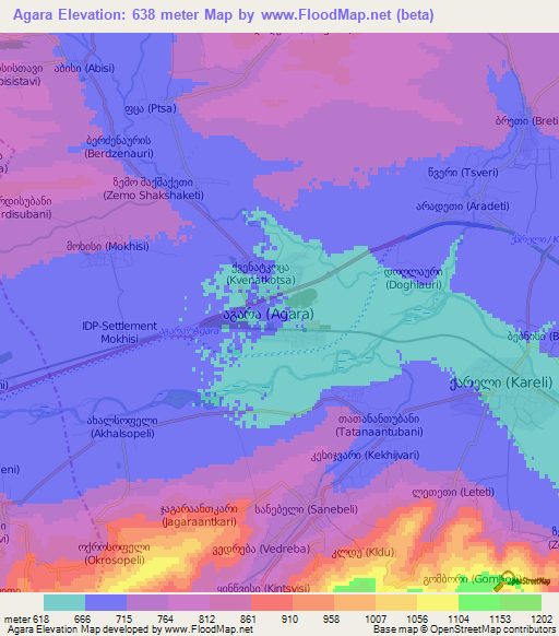 Agara,Georgia Elevation Map