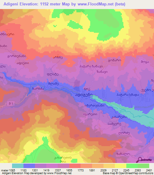 Adigeni,Georgia Elevation Map