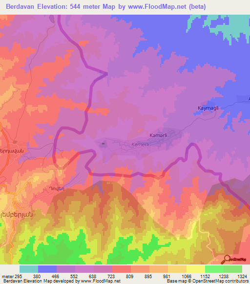 Berdavan,Azerbaijan Elevation Map