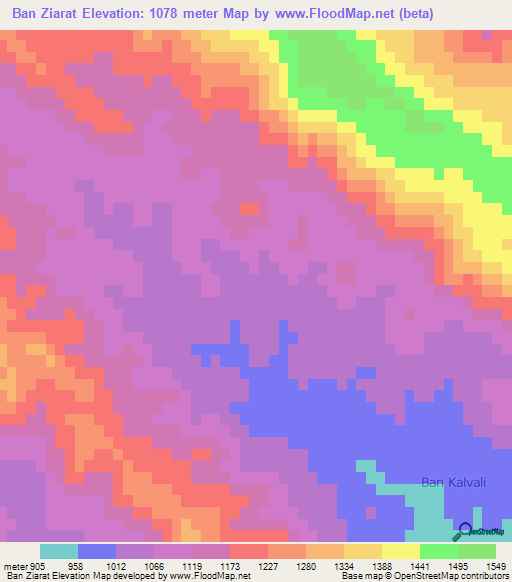 Ban Ziarat,Iran Elevation Map