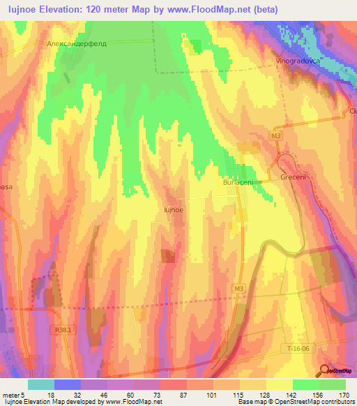 Iujnoe,Moldova Elevation Map