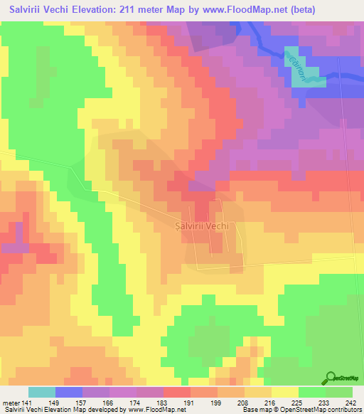 Salvirii Vechi,Moldova Elevation Map