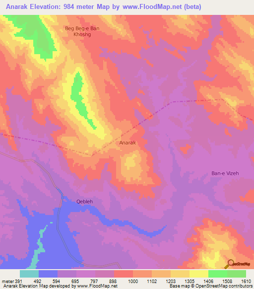 Anarak,Iran Elevation Map