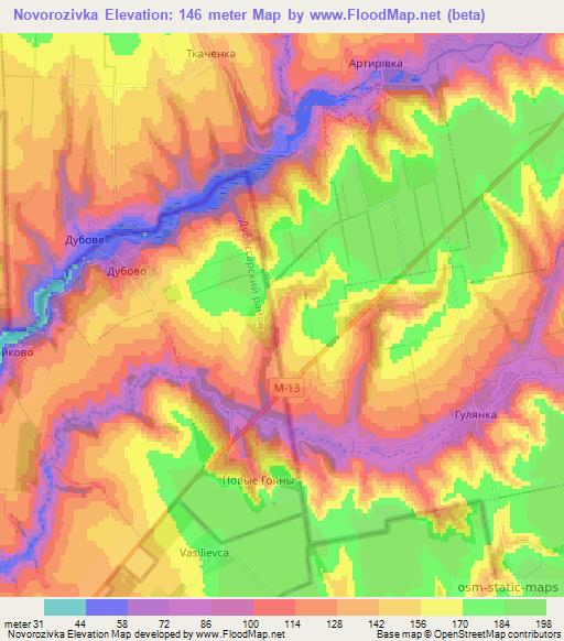 Novorozivka,Ukraine Elevation Map