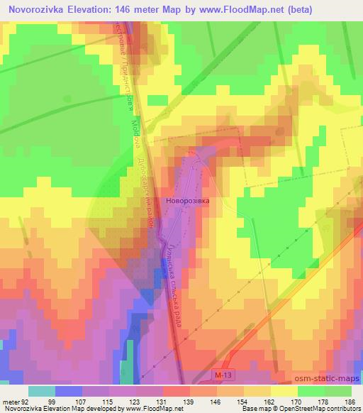 Novorozivka,Ukraine Elevation Map