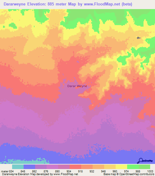 Dararweyne,Somalia Elevation Map